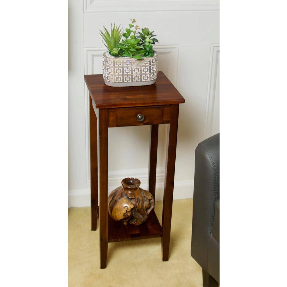 Solid Acacia Plant Stand with Drawer F1023