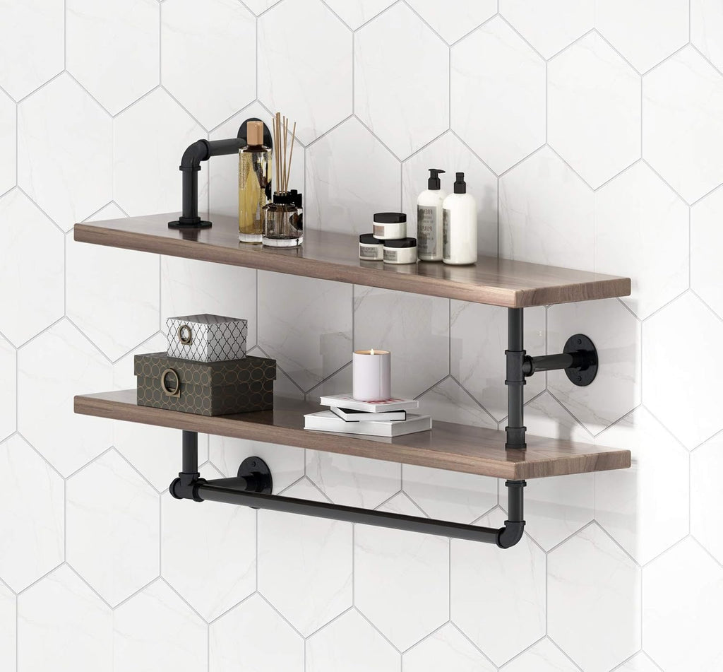 Black Wall Mount Pipe Shelf P65806