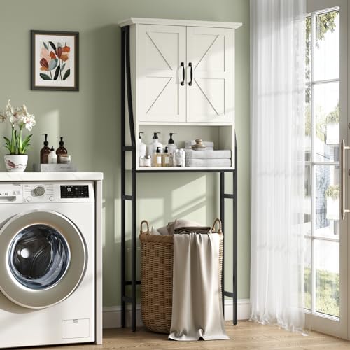 Gray Over The Toilet Storage Cabinet with Barn Doors V5650