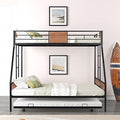 Black Twin Over Full Metal Bunk Bed Frame with Trundle K388064