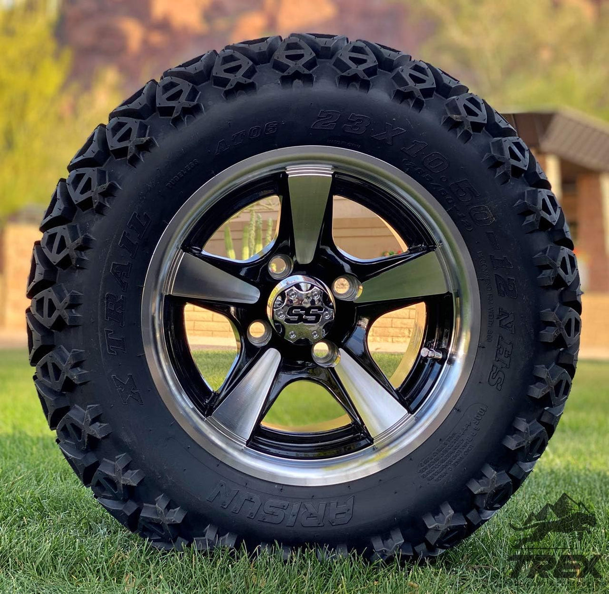 12 Machined Black Aluminum Wheels and All Terrain Tires Set of 4 I306