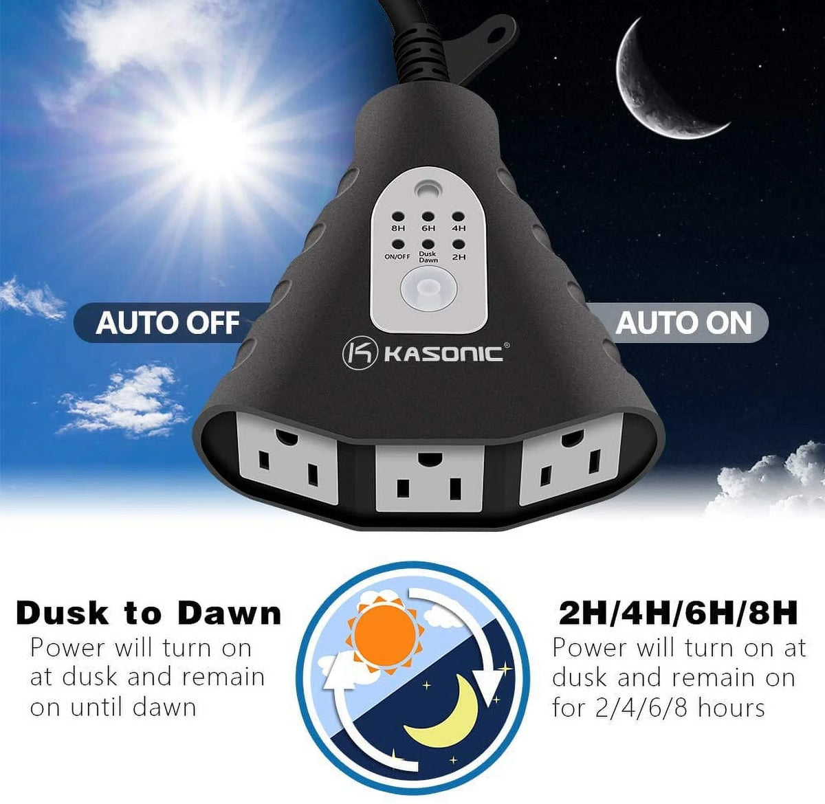 Black 3 Outlets Wireless Remote Control Outdoor Outlets Q37280
