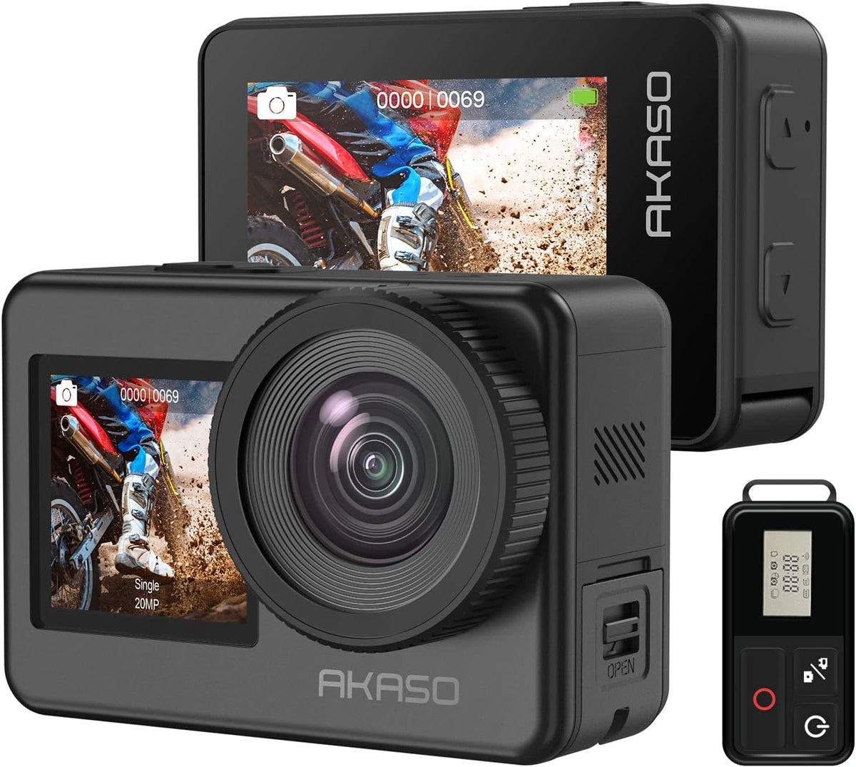 4K30FPS 20MP WiFi Action Camera with Touch Screen IPX8 33FT Waterproof EIS 2.0 Zoom External Mic Voice Control 2X 1350mAh Batteries V833