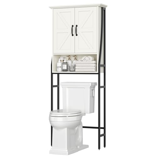 Gray Over The Toilet Storage Cabinet with Barn Doors V5650