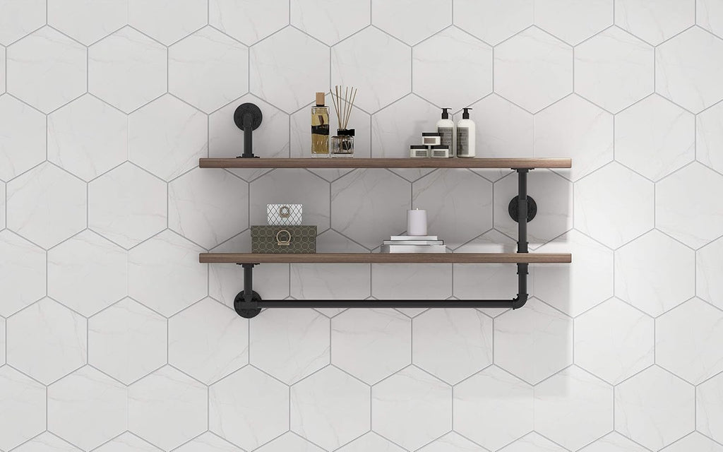 Black Wall Mount Pipe Shelf P65806