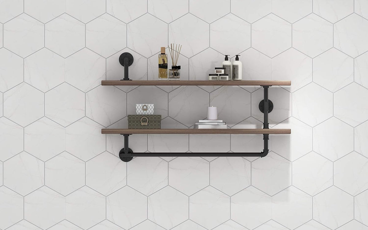 Black Wall Mount Pipe Shelf P65806