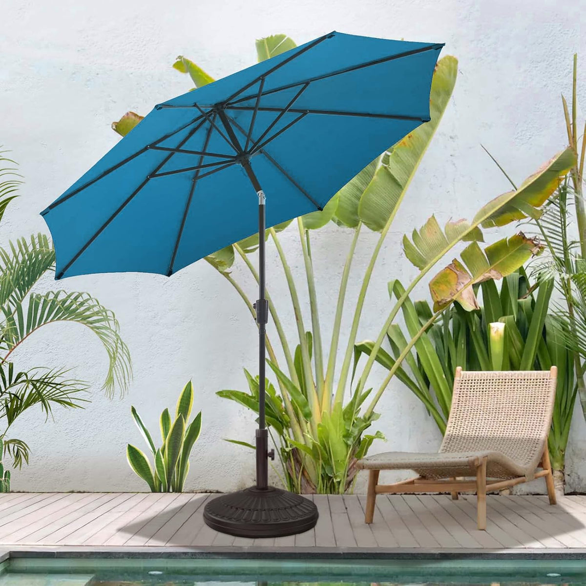 Olefin Patio Umbrella with 8 Ribs & Push Button Tilt U9967
