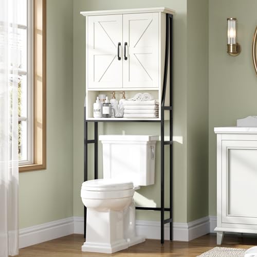 Gray Over The Toilet Storage Cabinet with Barn Doors V5650