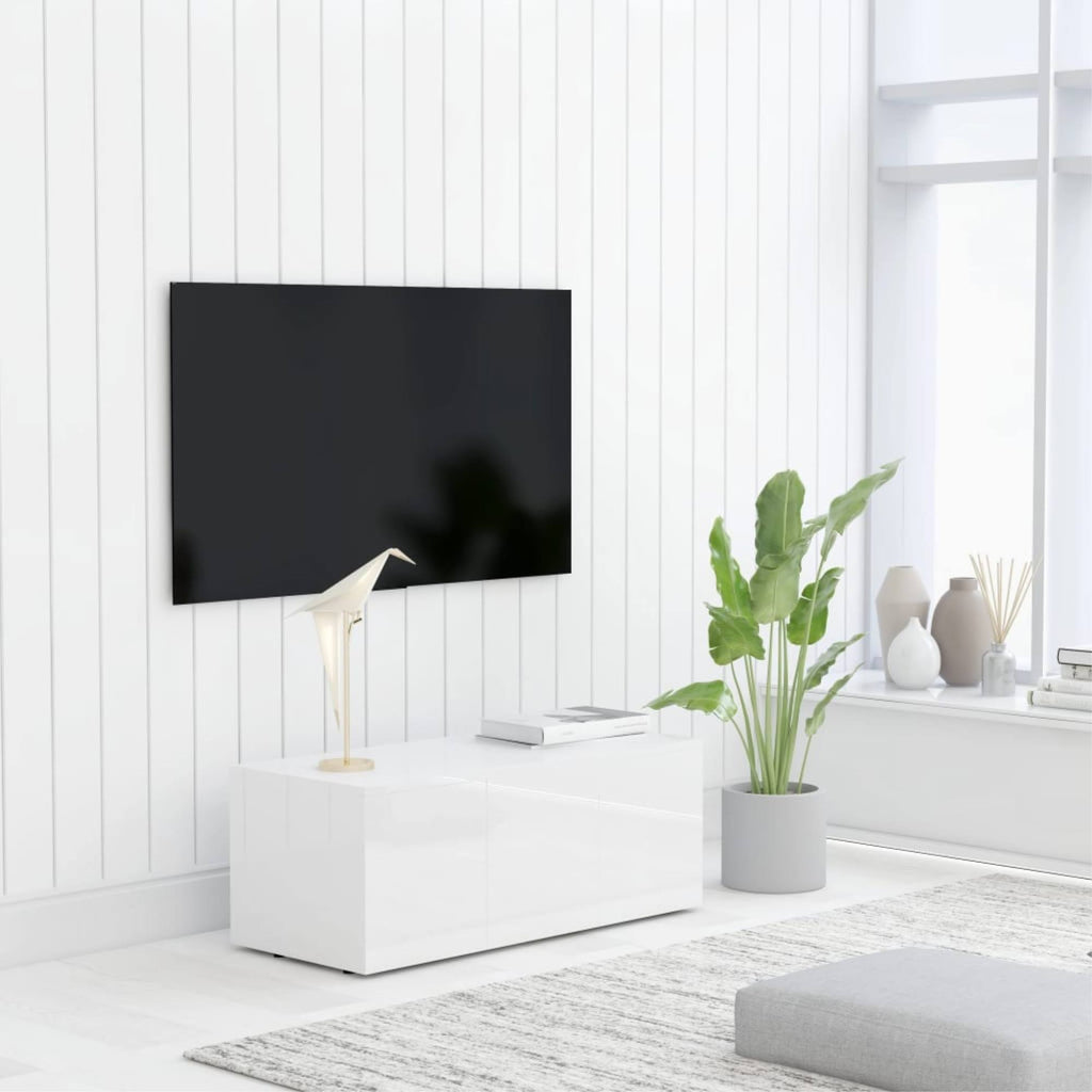 High Gloss White Chipboard TV Cabinet A49206