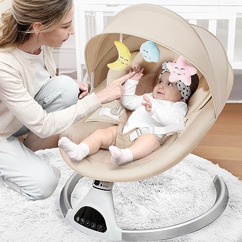 Pink Motorized Baby Swing with Bluetooth Music Speaker Q7241