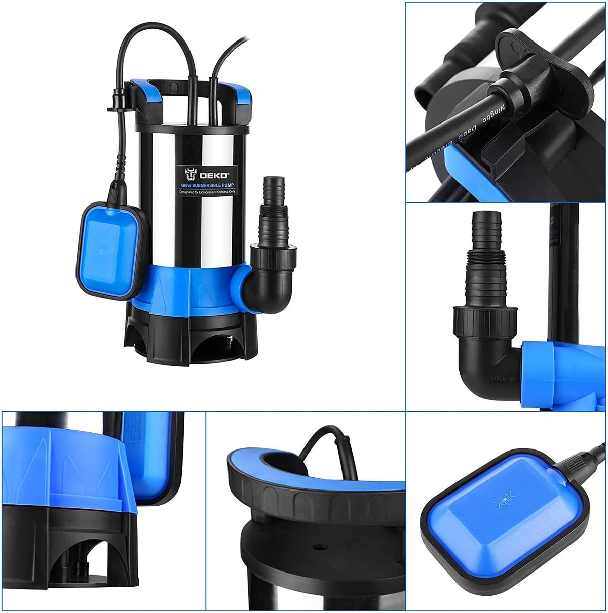 400W 1/2HP Portable Submersible Sump Pump with Float Switch and 16ft Cable E142064
