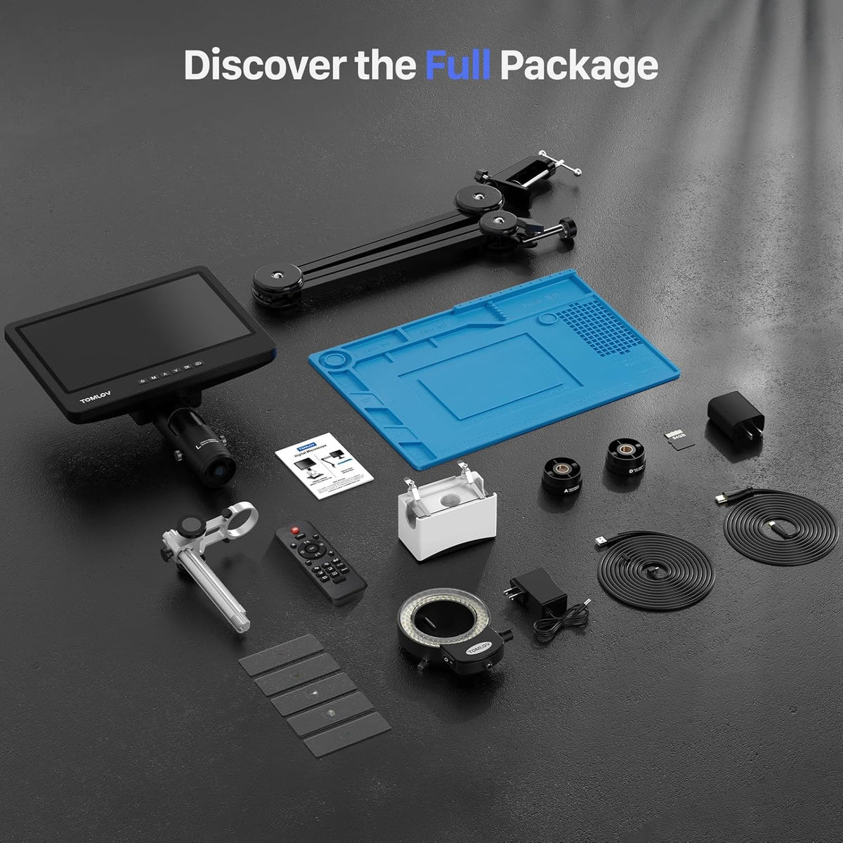 Flex Digital Soldering Microscope 2000x, 10.1" HDMI Microscope with 3 Lens, Ring Light, 64GB J662068