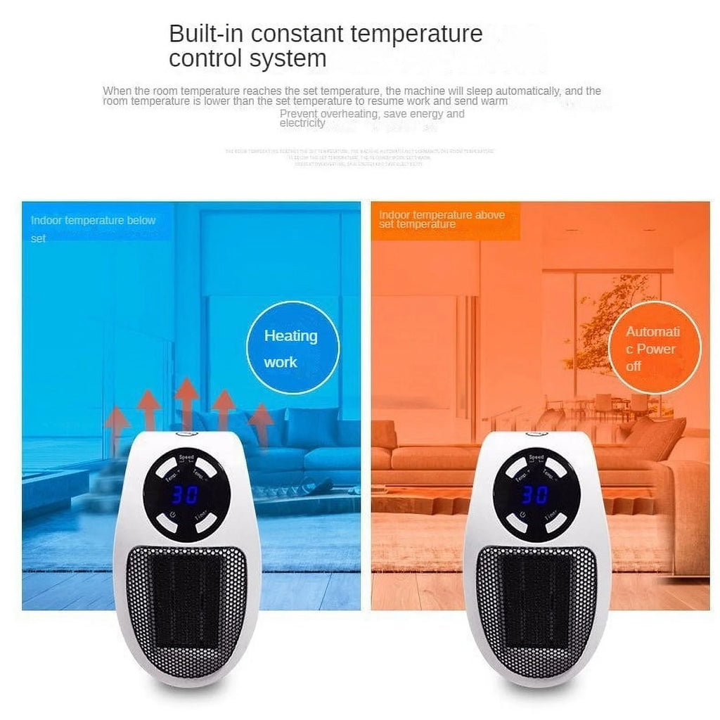500W Mini Plug-in Wall Heater with Digital Timer H483854