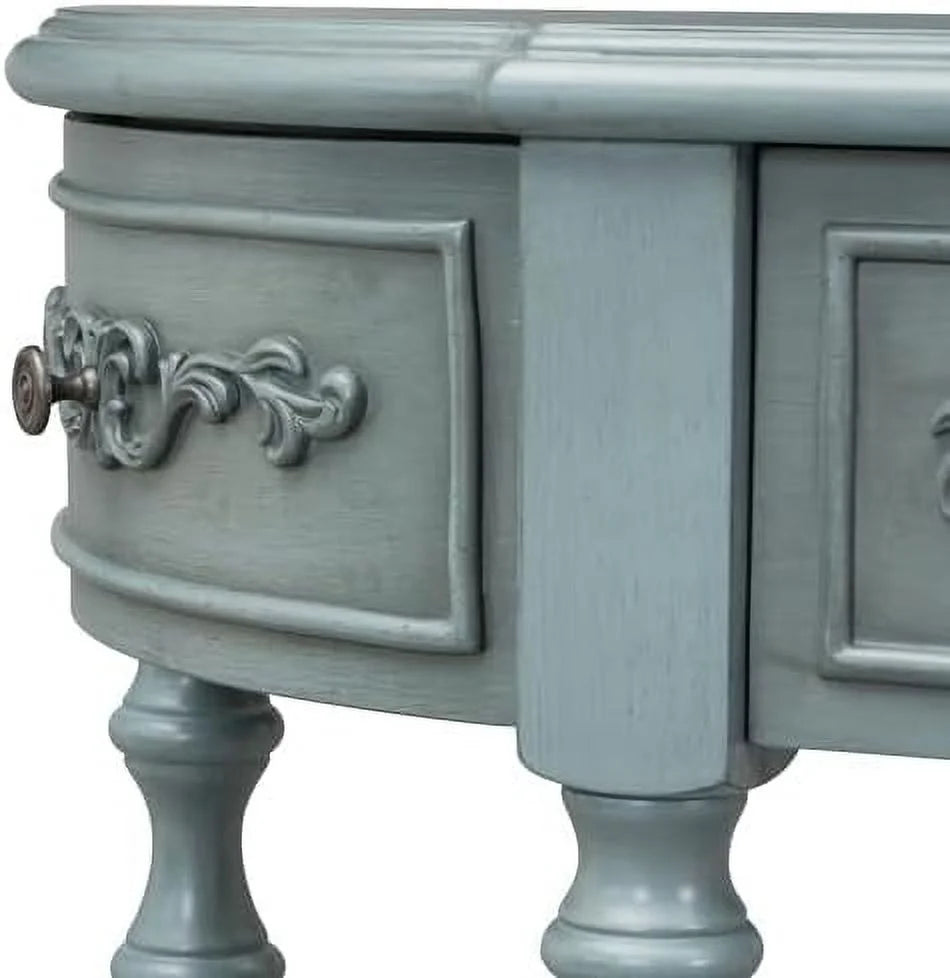 White Retro Curved Console Table with 2 Top Drawers and Solid Wooden Frame P2419