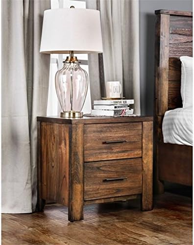 Antique Oak Solid Wood 2-Drawer Nightstand D98713