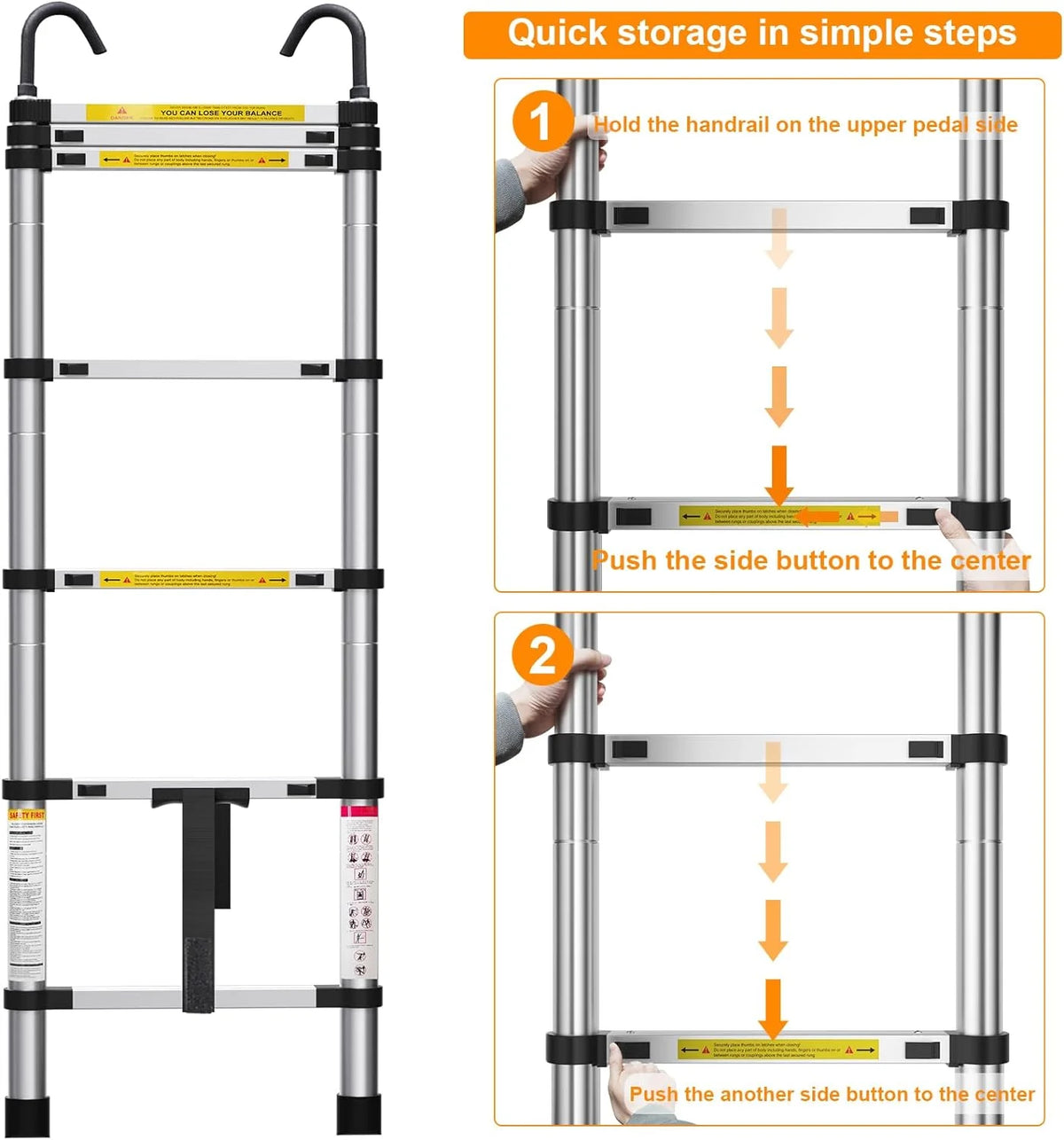 6.6ft Aluminum Telescoping Ladder with Hook P227660