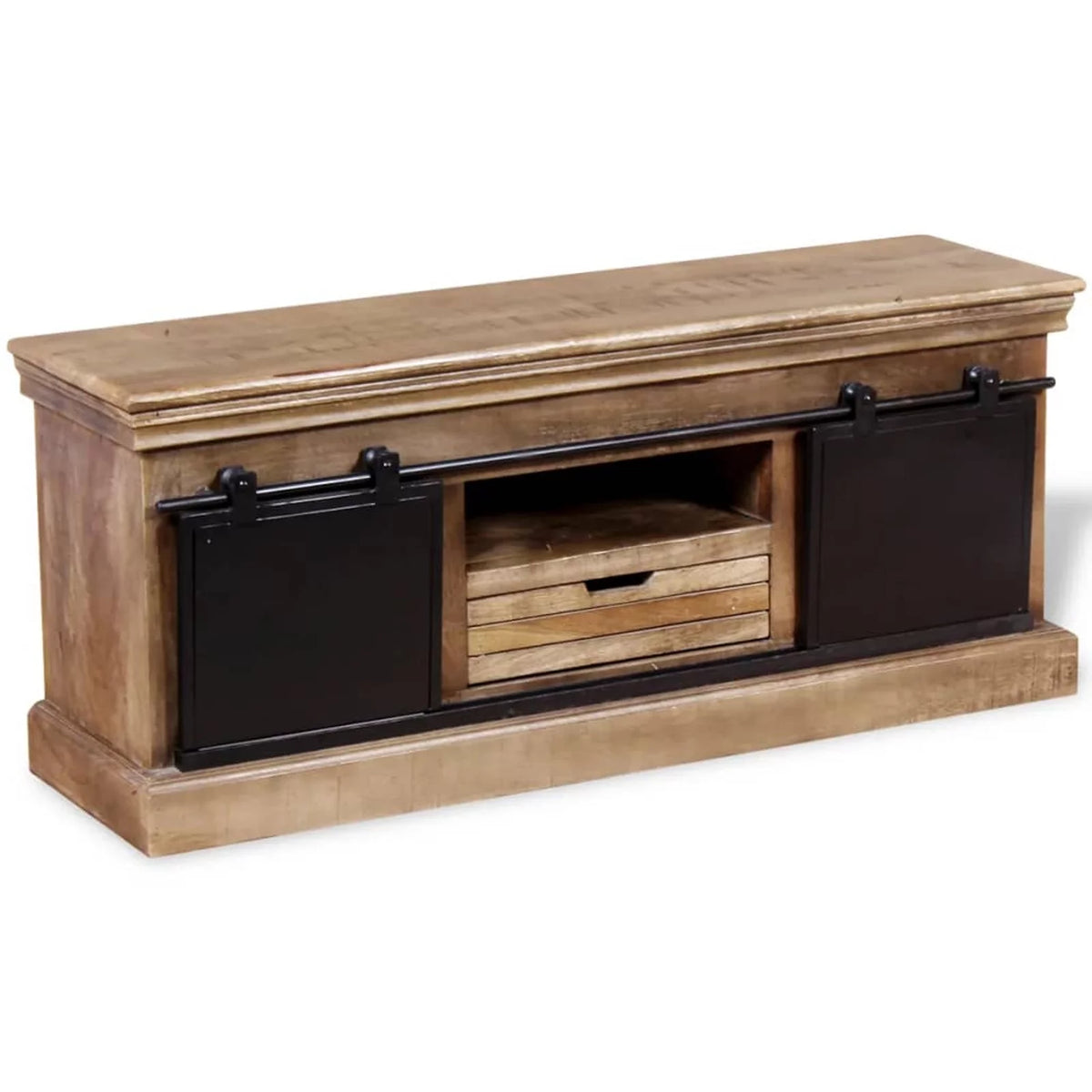 Mango Wood TV Cabinet with 2 Sliding Doors J332178