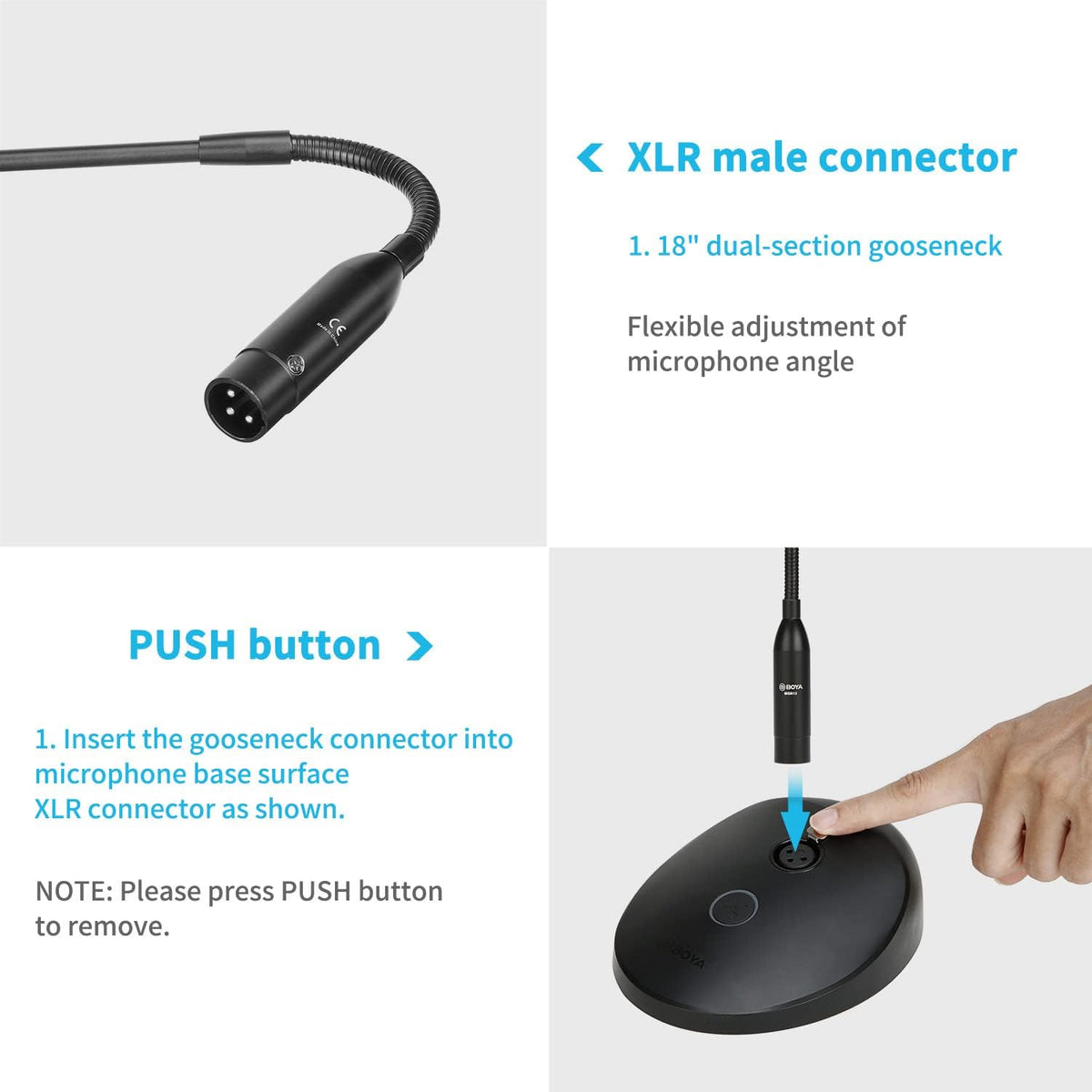 Desktop Gooseneck Condenser Microphone 18" with Mute Button LED Indicator XLR Mic I3563
