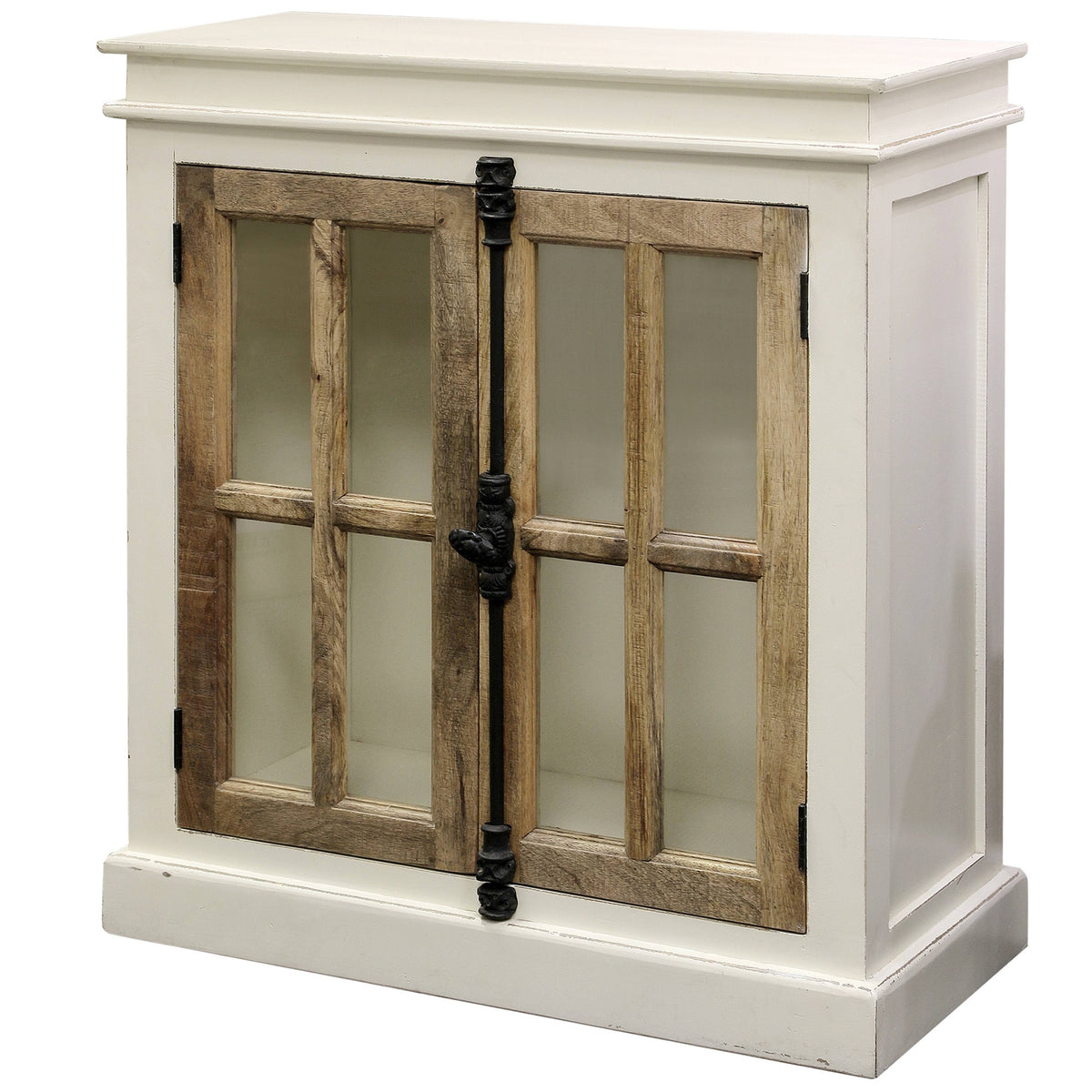White/Natural Cabinet with Clear Tempered Glass Window I16624