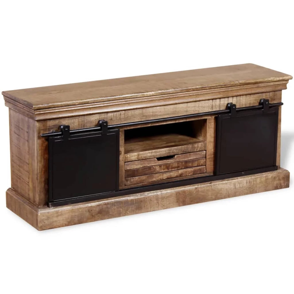 Mango Wood TV Cabinet with 2 Sliding Doors J332178