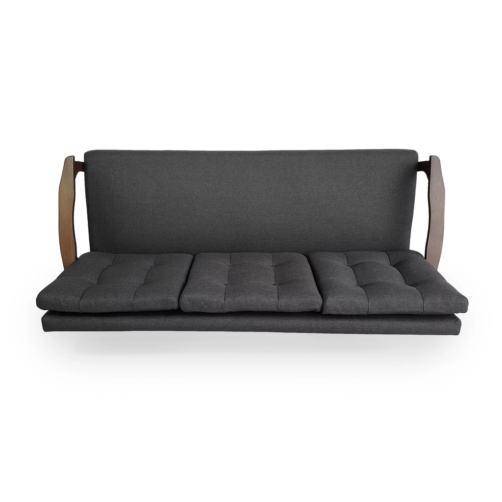 Charcoal Gray Fabric Tufted 3 Seater Sofa S44918