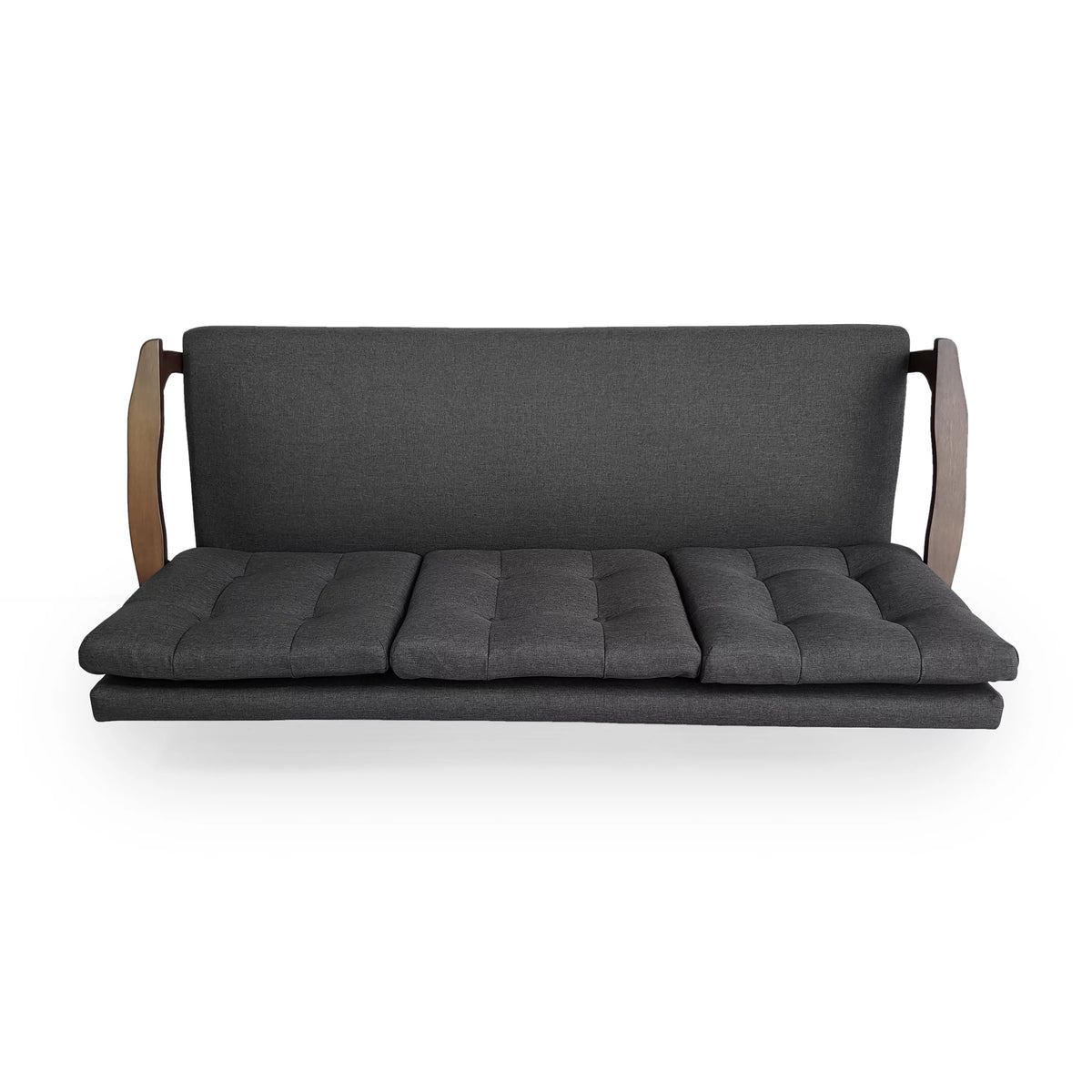 Charcoal Gray Fabric Tufted 3 Seater Sofa S44918
