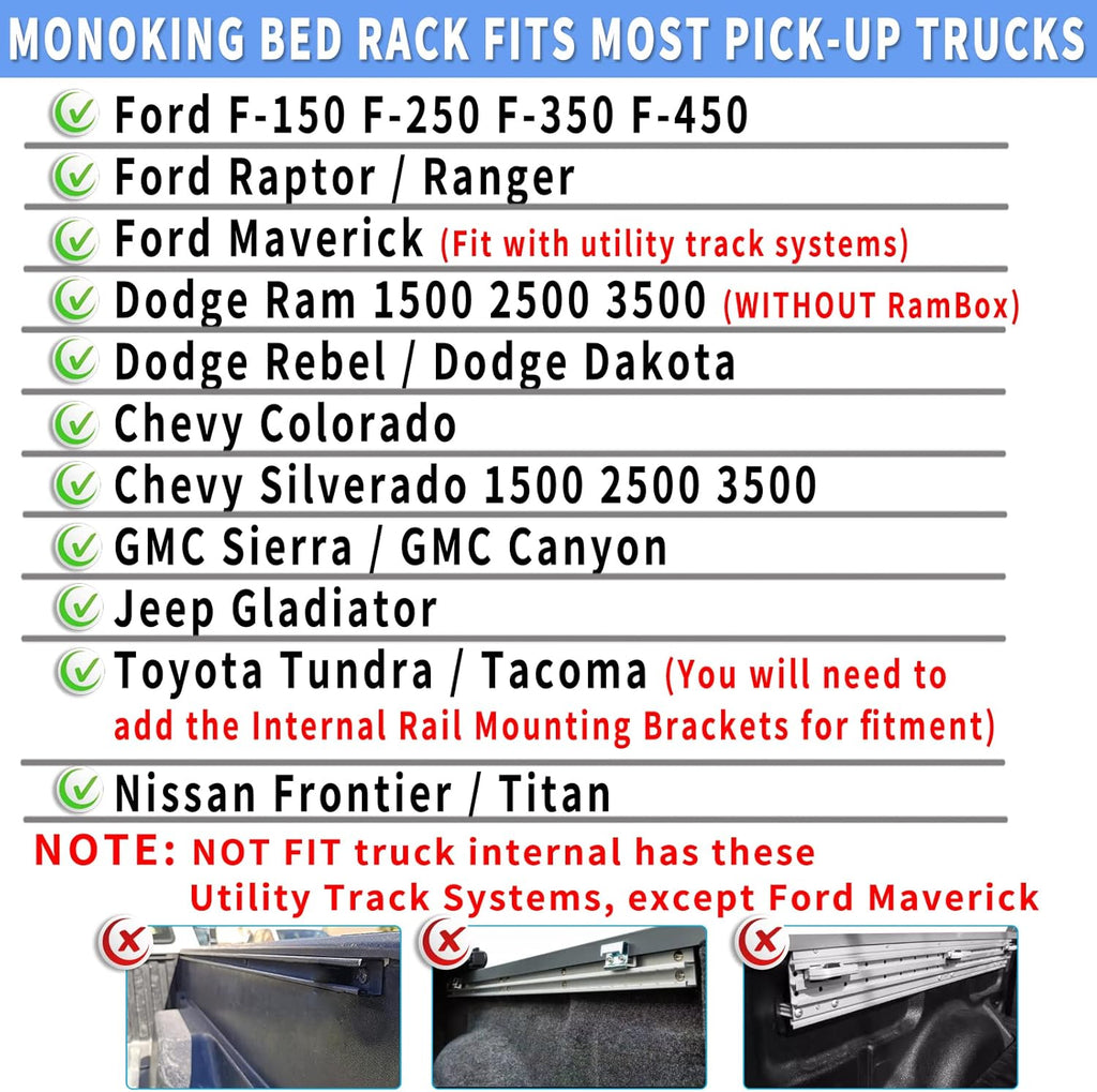 Truck Bed Racks Low Profile Adjustable Height Heavy Duty M182