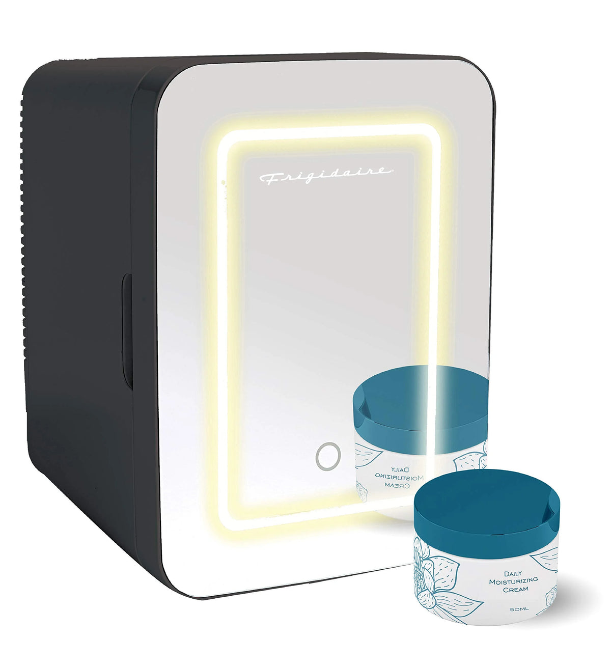 Mini Portable Lighted Mirror Fridge Cooler, 6.5L Capacity, Black Q943367