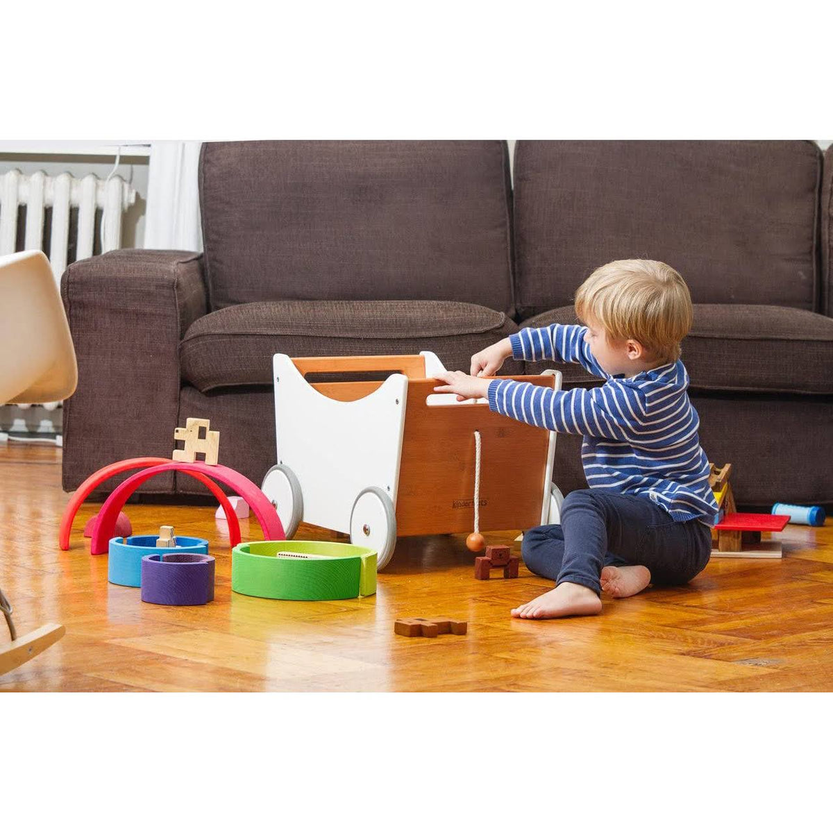 White Wooden Toy Storage Box Walker B819724