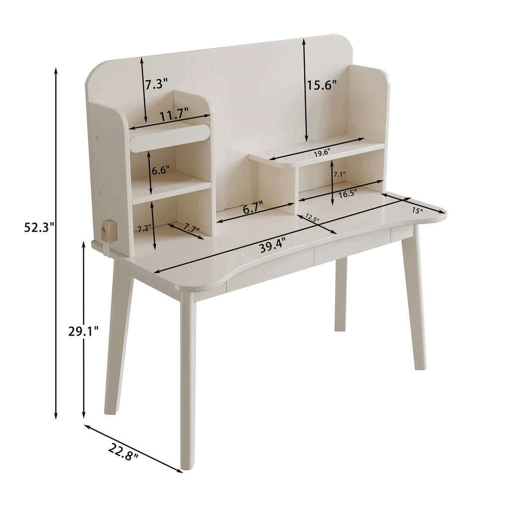 Kids Wooden Study Desk with Bookshelf and Two Drawers R4998