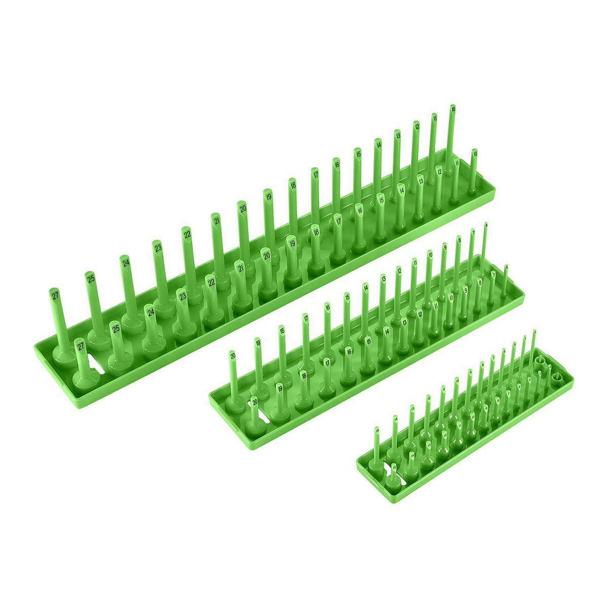3 Piece Green Metric Socket Tray N8665