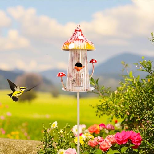 Metal Mushroom Birdhouse Stake V700166
