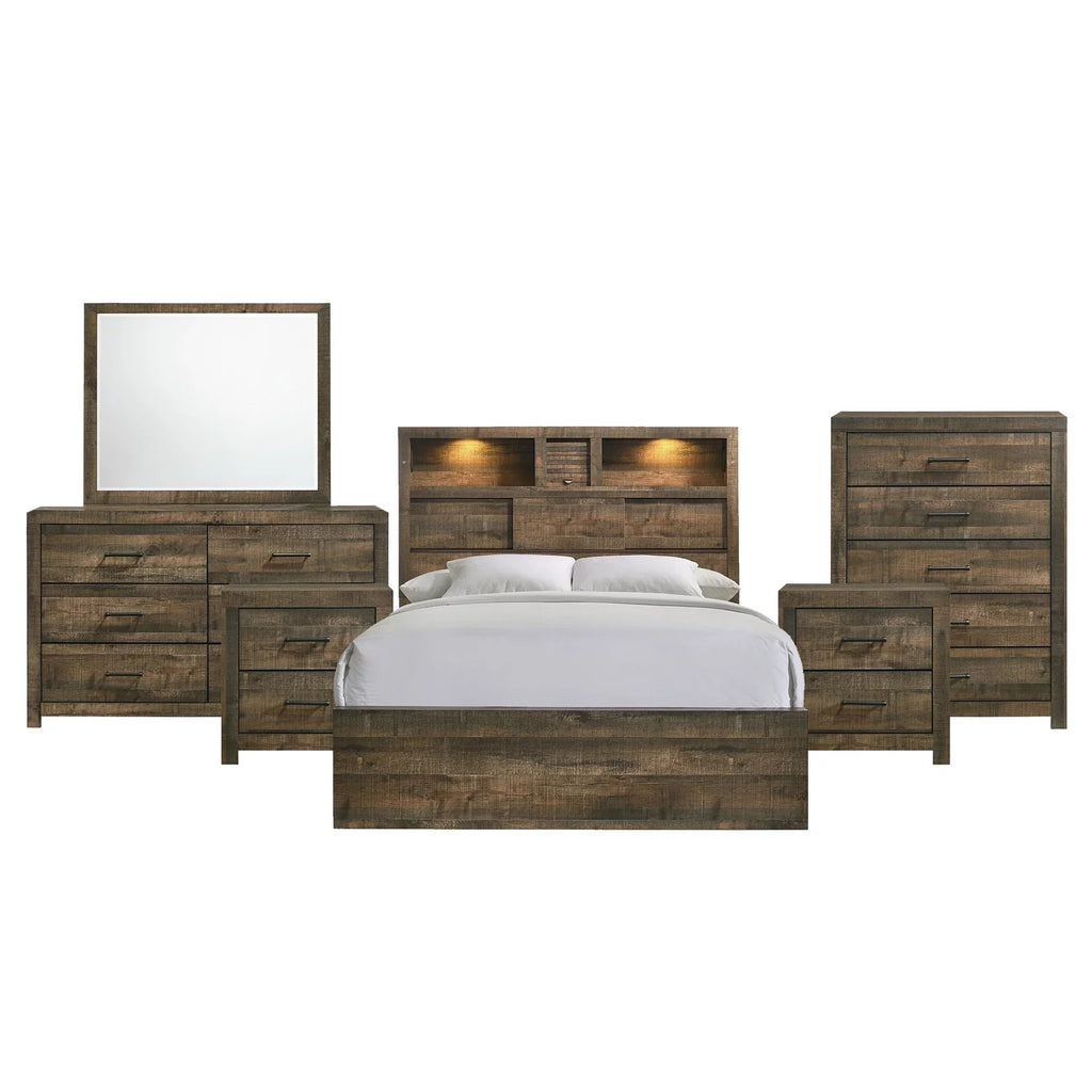 Queen Bookcase Panel 6PC Bedroom Set D40328