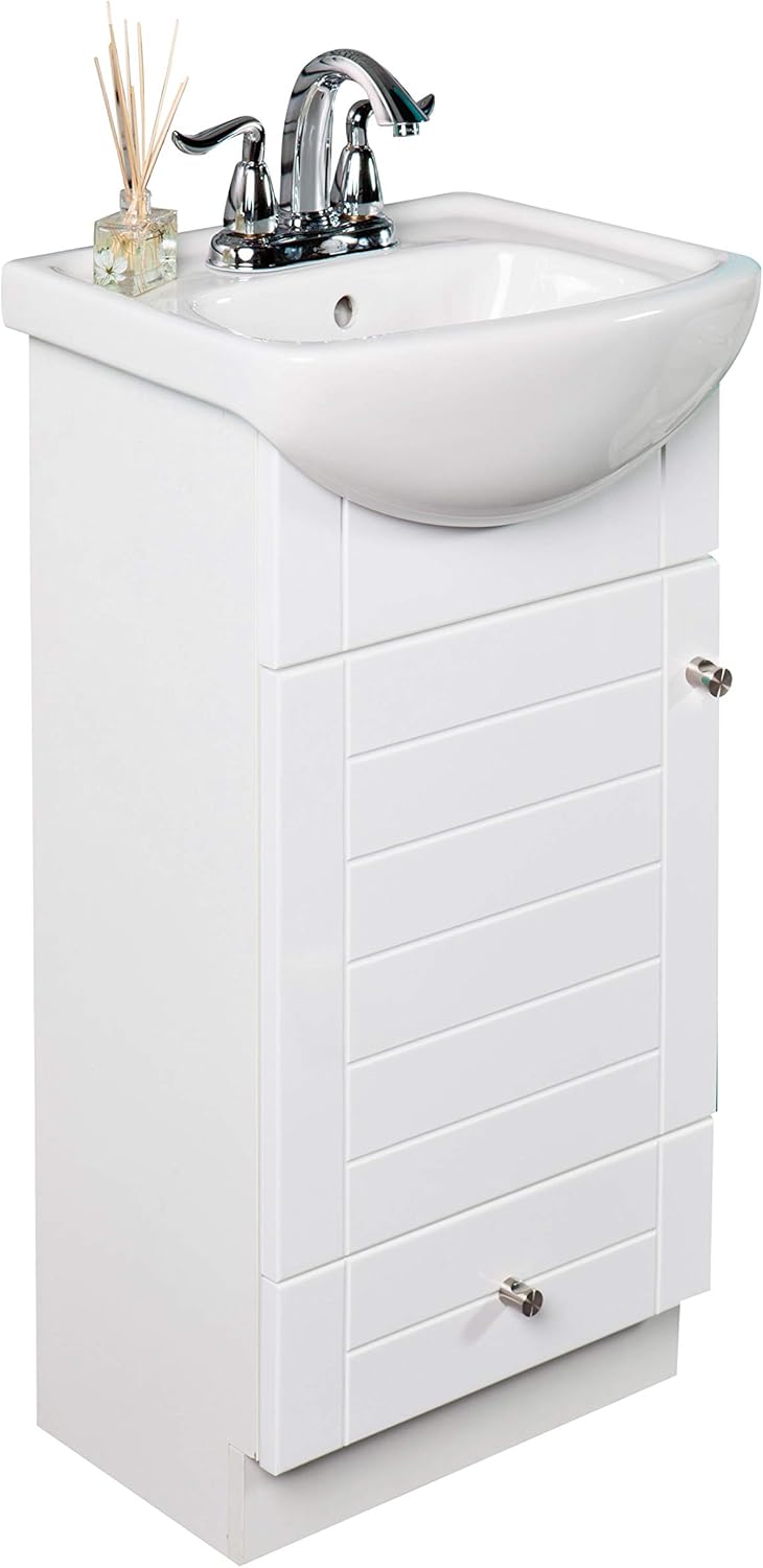 Small White Bathroom Vanity Cabinet and Sink S33916