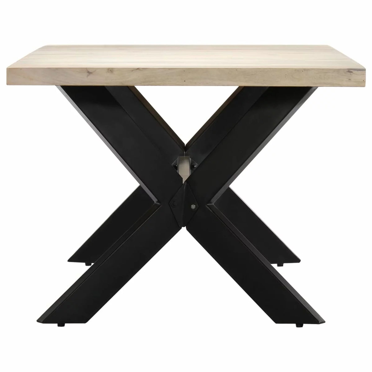 Modern Dining Table Mango Wood Tabletop Steel Frame 55.1 Inches A2737