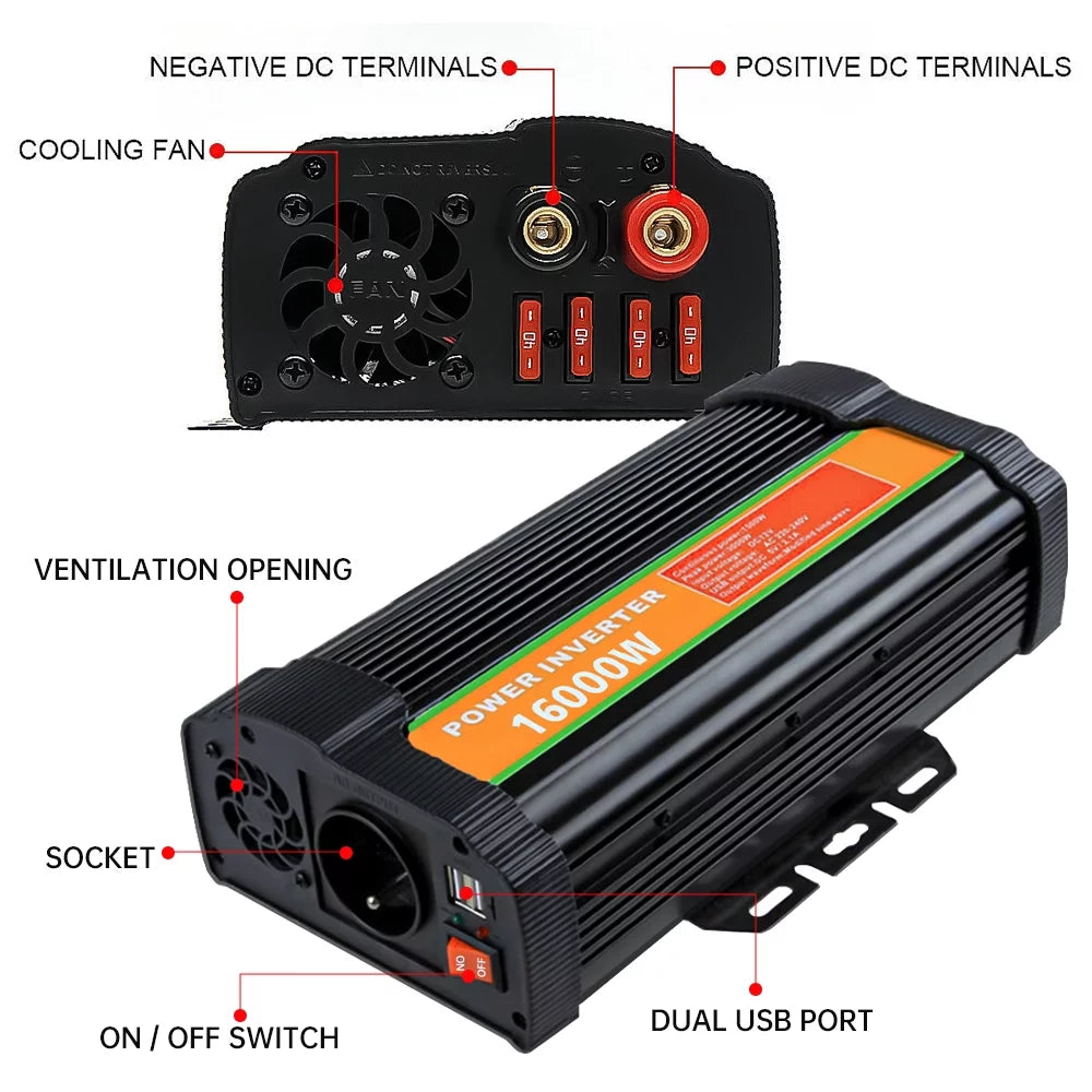16000 Watts Power Inverter Converter DC 12V to AC 110V G1411
