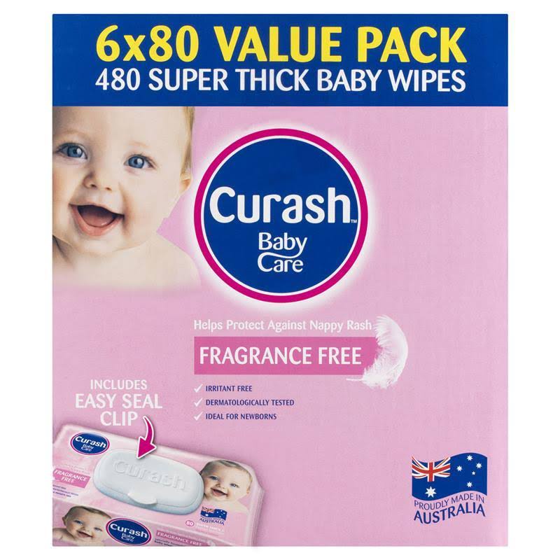 Fragrance Free Baby Wipes 6 x 80 I406542