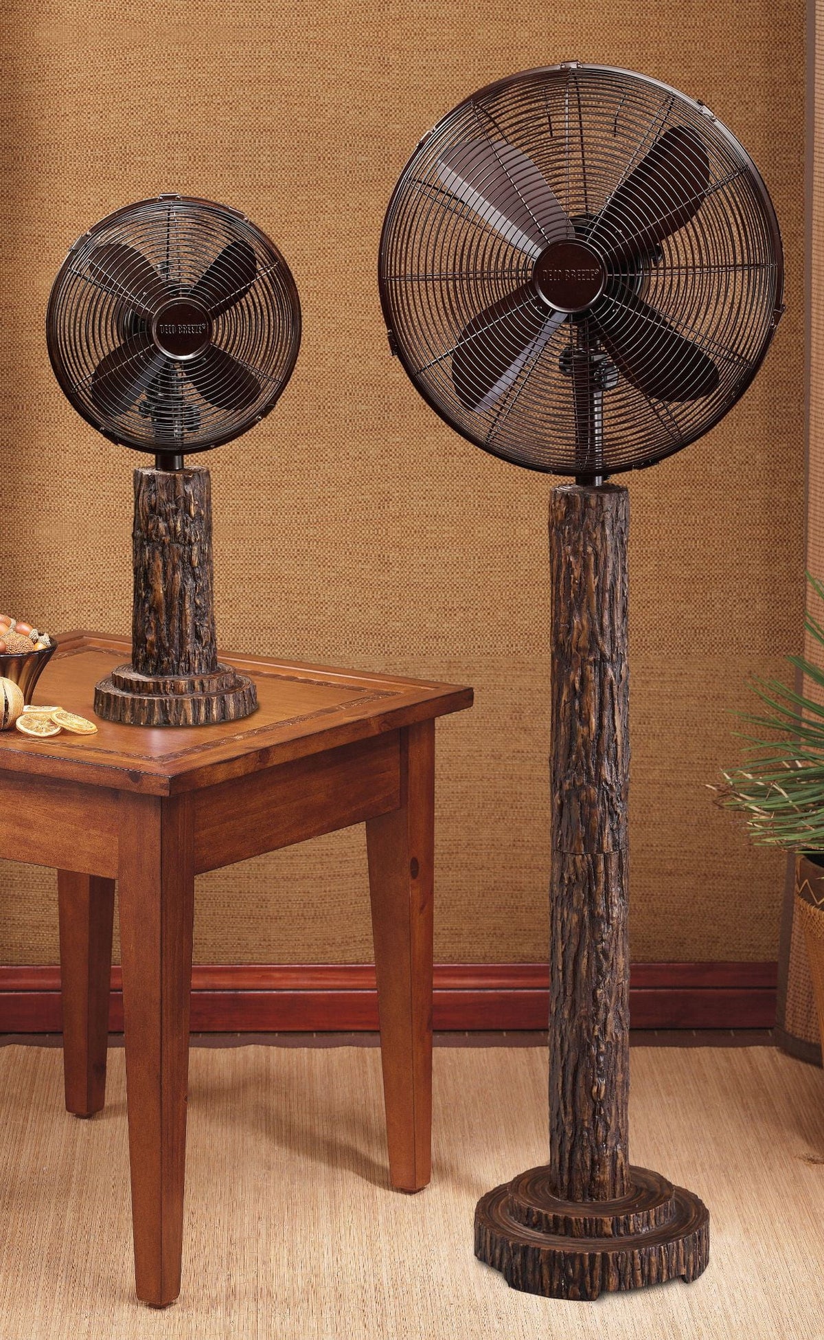 55" Brown Fir Bark Standing Floor Fan H992