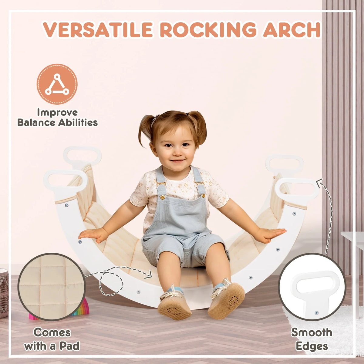 Foldable Wooden Climbing Triangle Arch with Ramp and Slide G372211