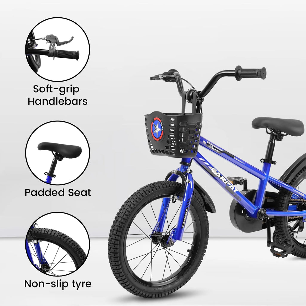 14 Inch Kids Bike with Training Wheels and Basket, White B856033