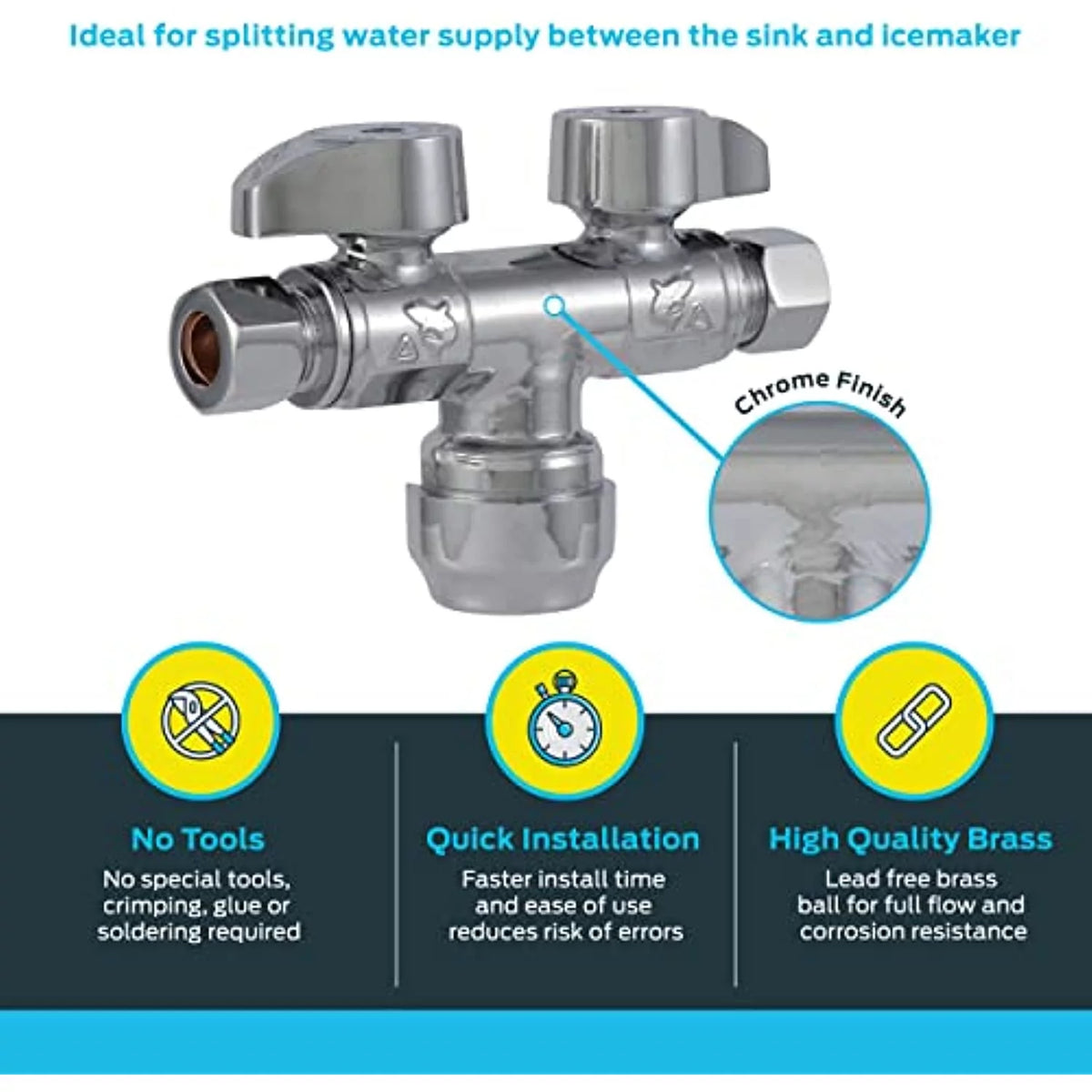 0.5 in. x 0.375 x 0.375 Dual Stop Valve T6270