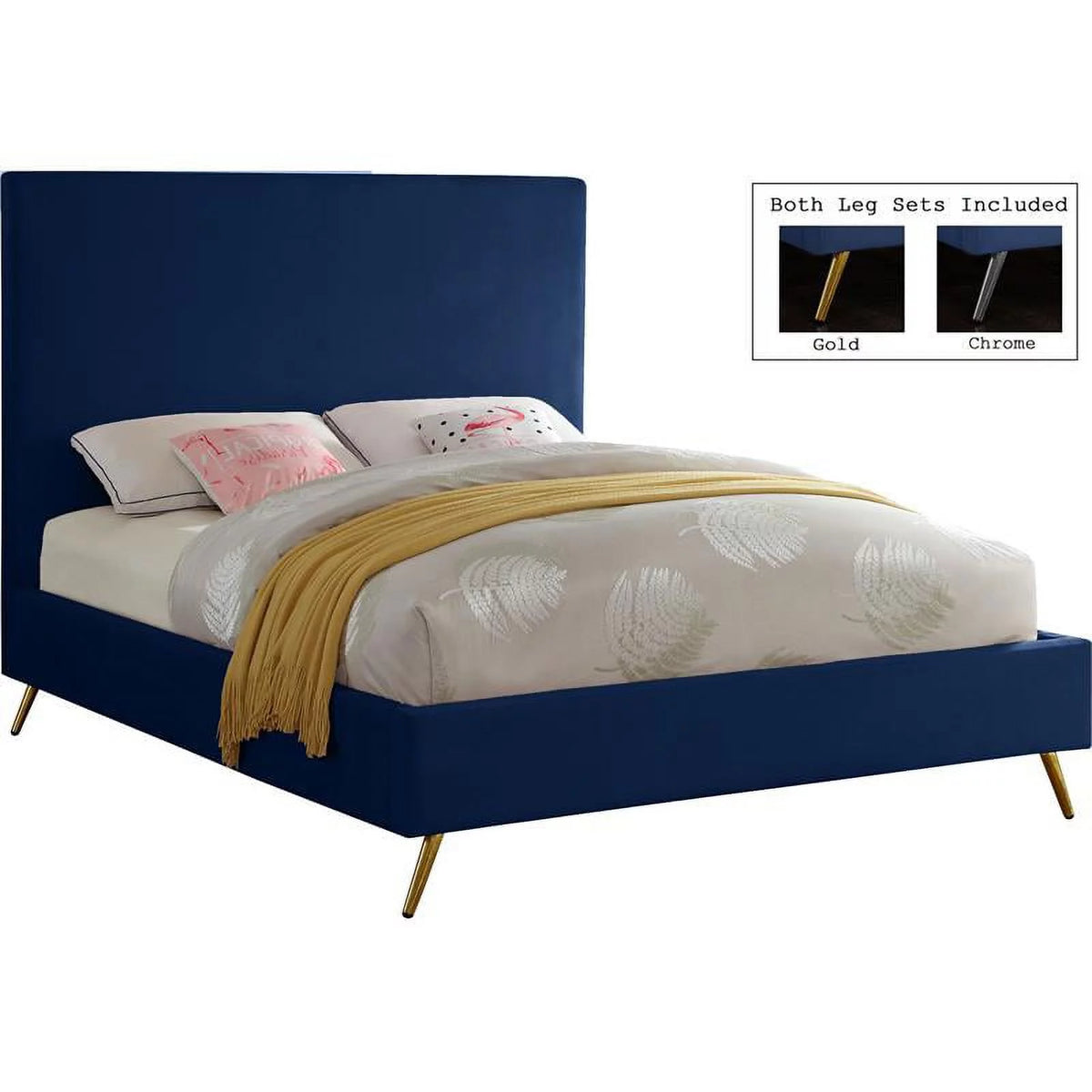 Navy Velvet King Bed Z2909