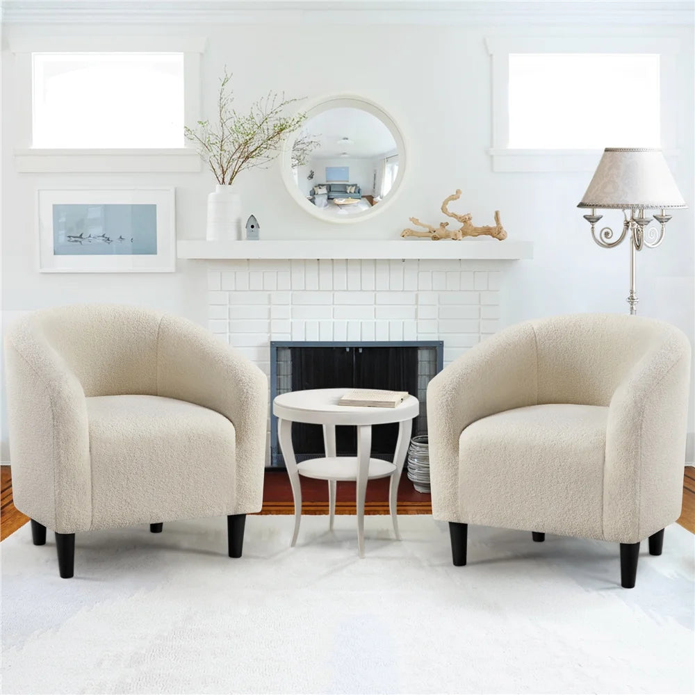 Ivory Velvet Tub Chair Set of 2 R8697