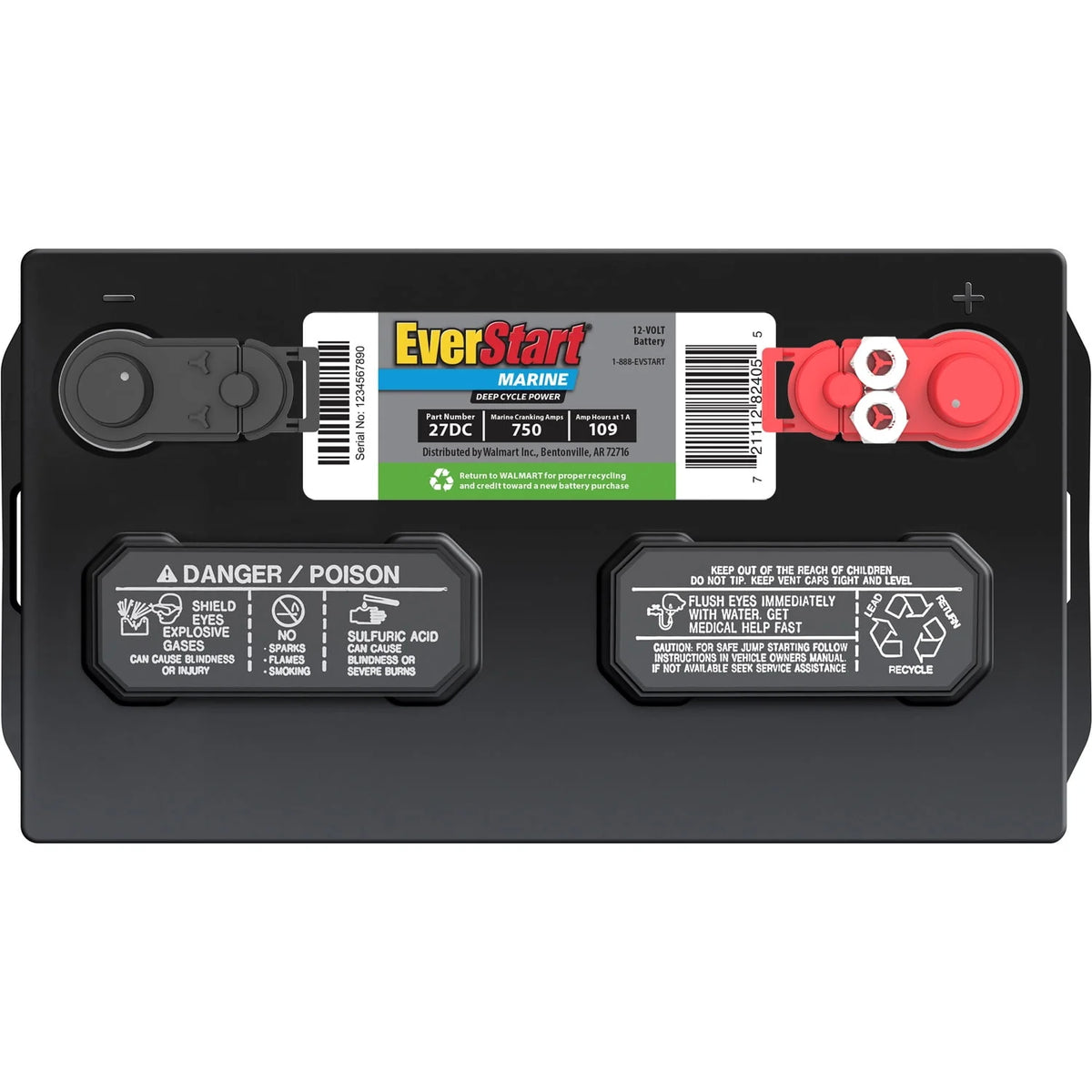 Lead Acid Marine & RV Deep Cycle Battery Group Size 27DC 12 Volt 740 MCA V158506