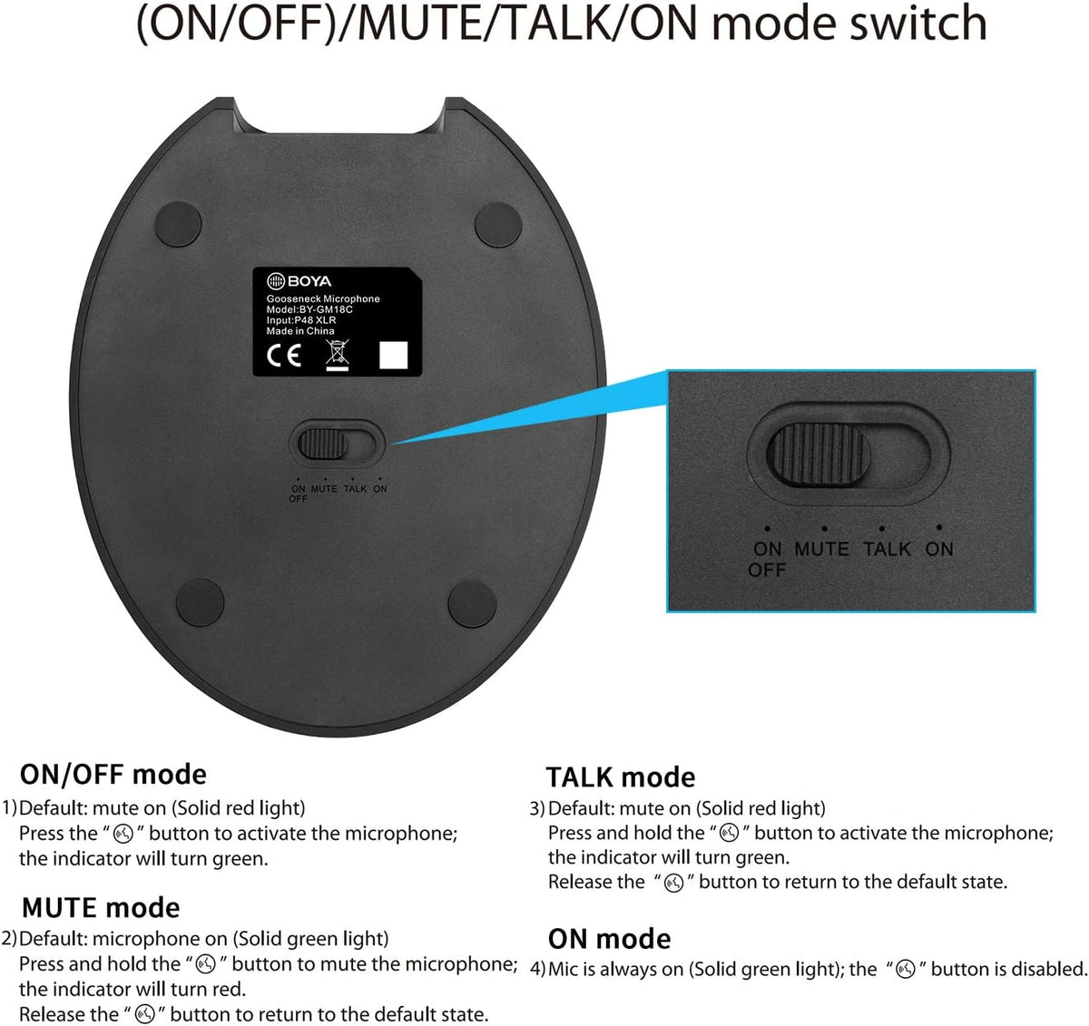 Desktop Gooseneck Condenser Microphone 18" with Mute Button LED Indicator XLR Mic I3563