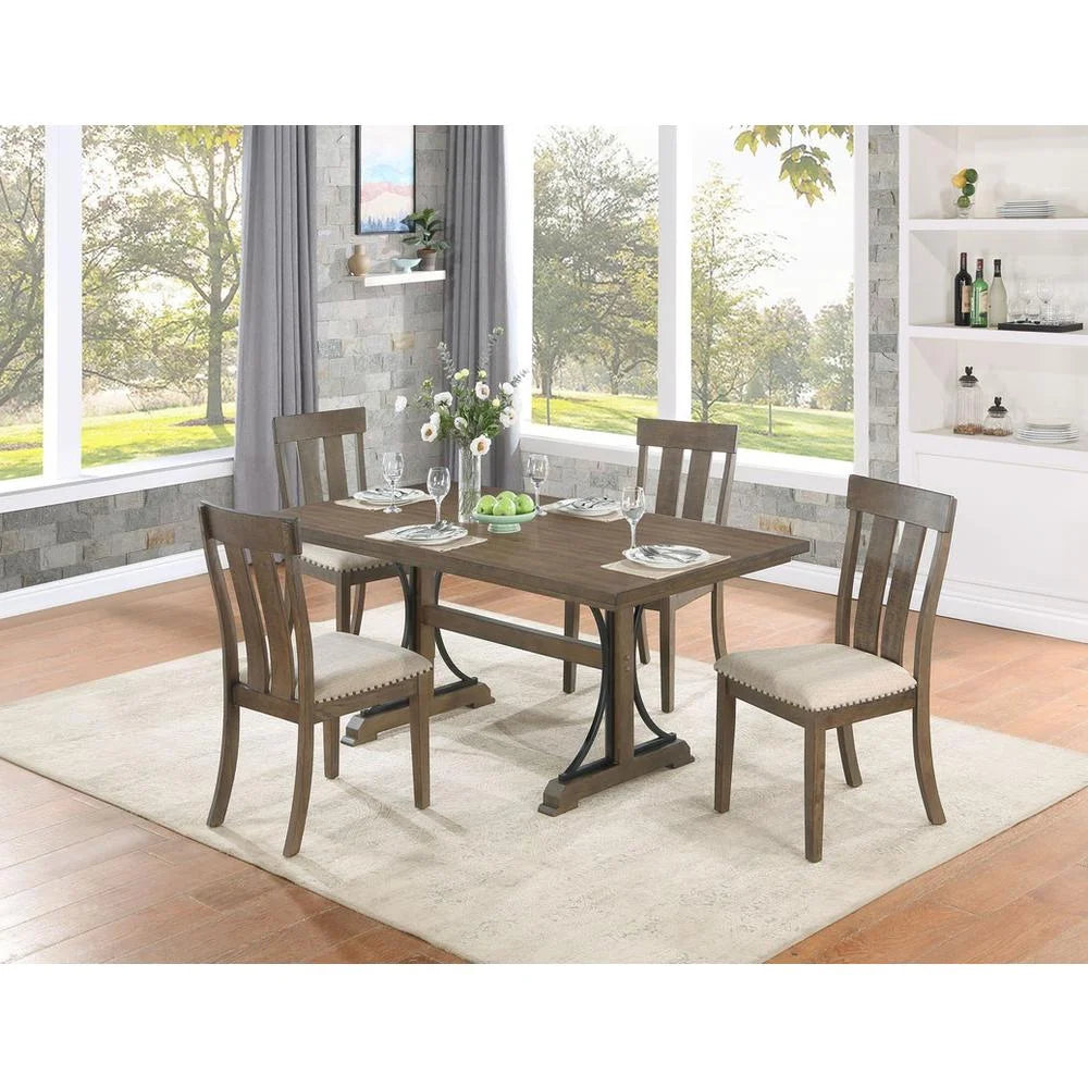 Set of 2 Beige Linen Upholstered Dining Chairs C9188
