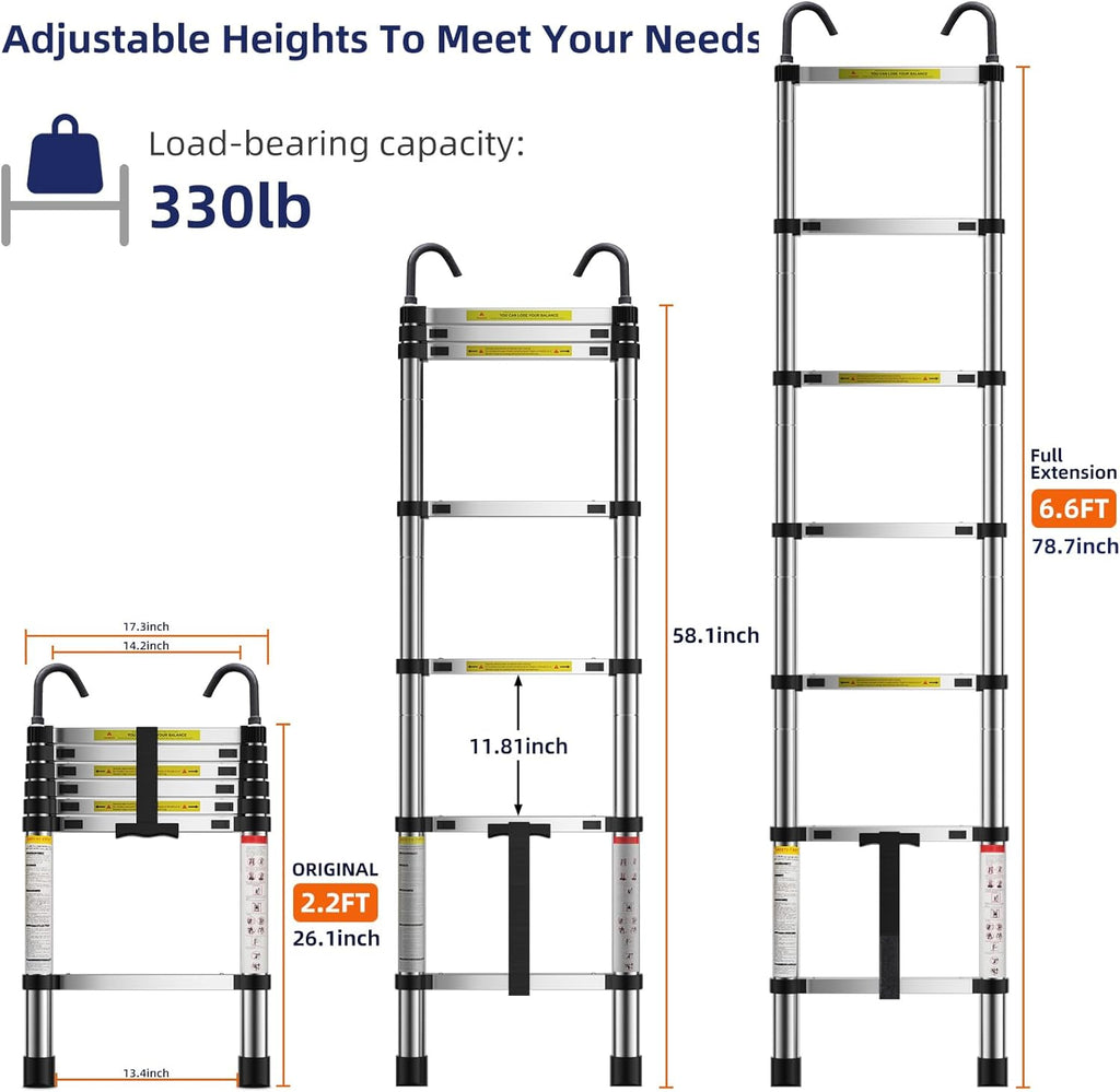 6.6ft Aluminum Telescoping Ladder with Hook P227660