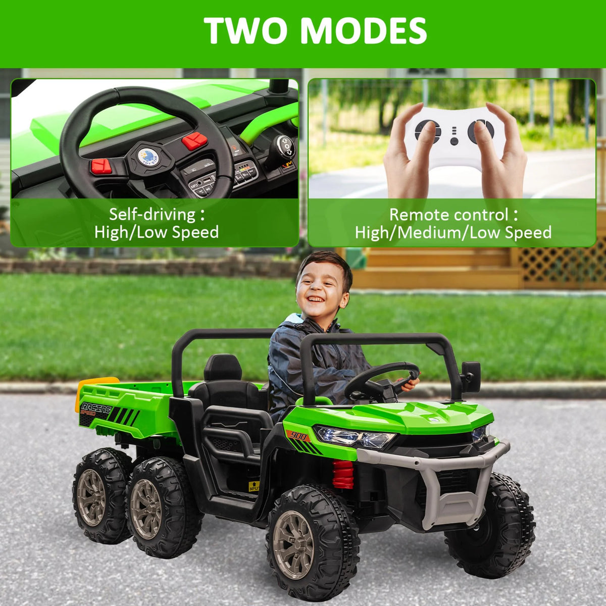 Green 2-Seater Ride on Dump Truck with Remote Control B988578
