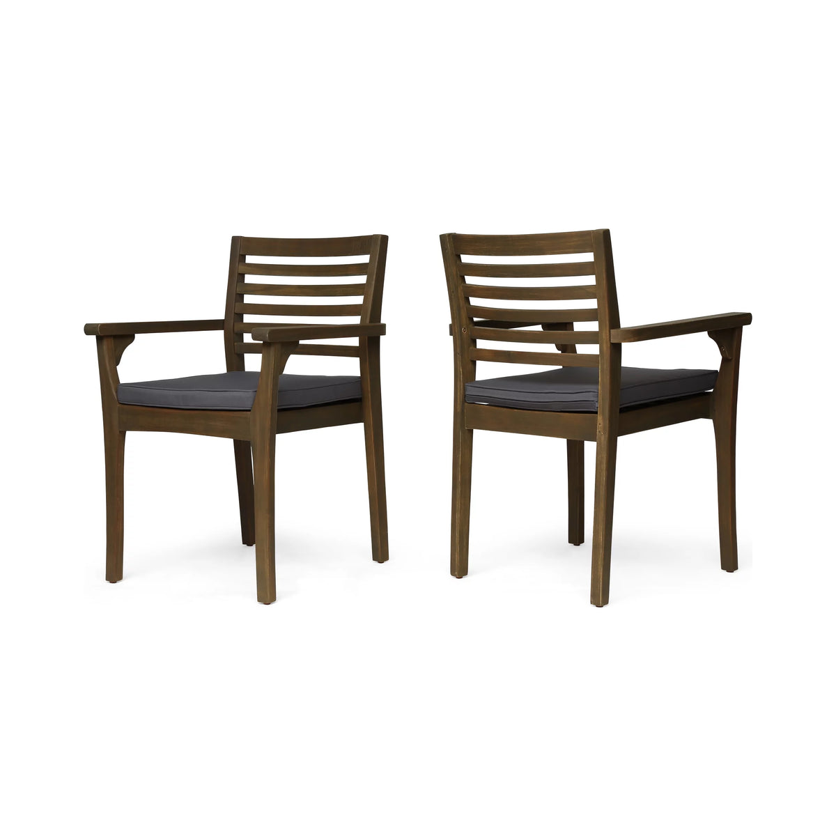 Acacia Wood Outdoor Dining Chairs Set of 2 D653005