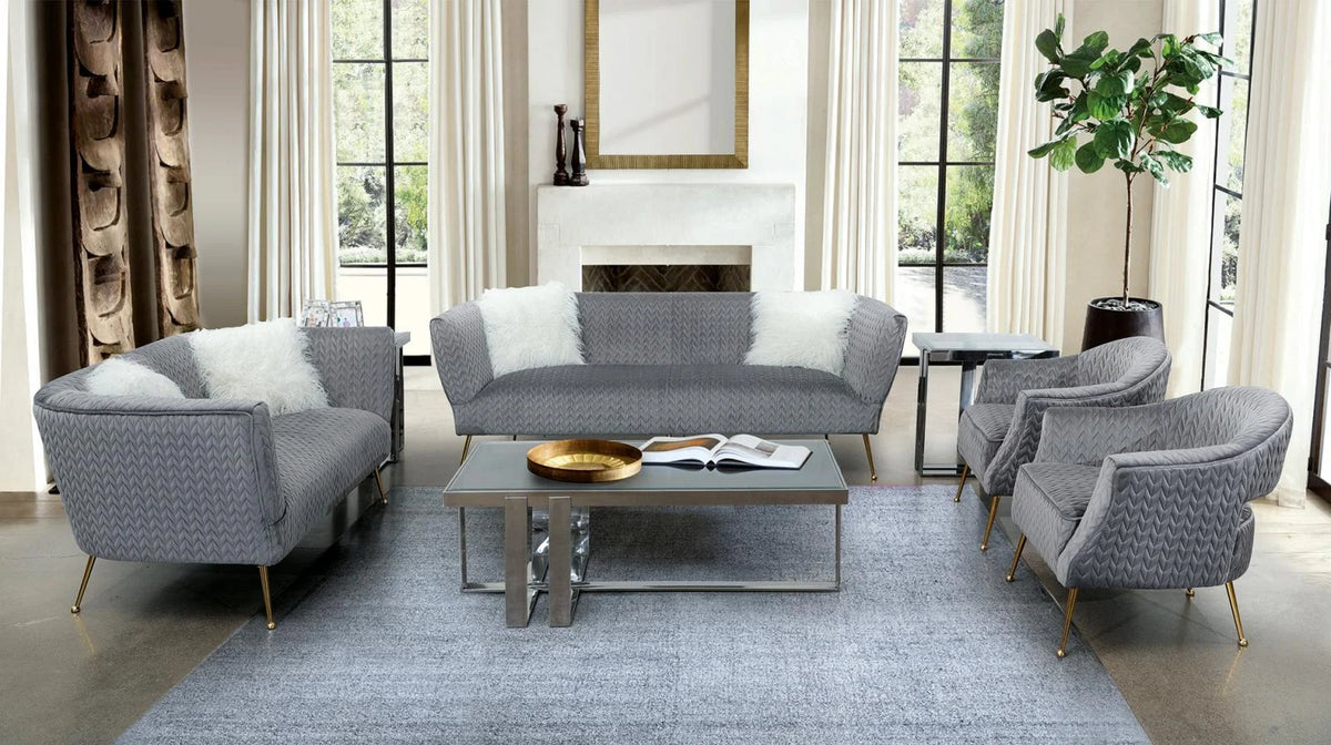 Grey Fabric Tufted Sofa & Loveseat Set 2 Pcs V813402